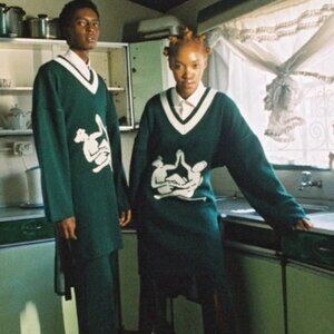 Thebe Magugu Logo Sweater S Tunic Oversized Chunky Varsity Tennis Sisterhood